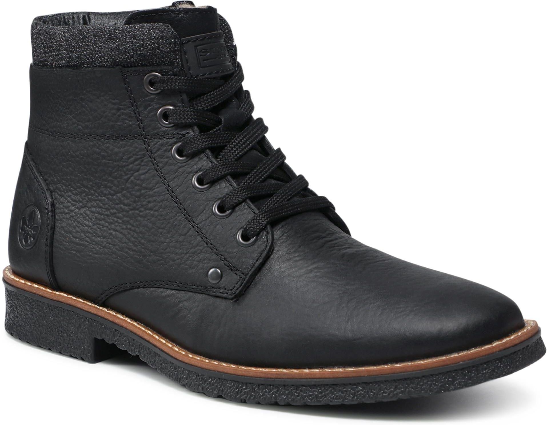 Bottines Homme Rieker 33640 – Lacets + Zip, Doublure Laine Vierge, Confort Chaleur, Semelle Antidérapante, Noir