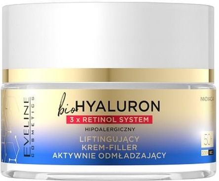 Krem Eveline Cosmetics Biohyaluron 3 X Retinol Liftingujący Kremfiller Aktywnie Odmładzający 50+ na noc 50ml
