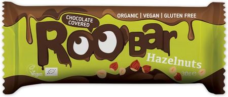 Roobar Baton z orzechami laskowymi w polewie z gorzkiej czekolady bezglutenowy 30 g Bio