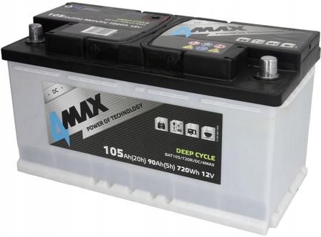 4Max Akumulator 12V 105Ah P Plus Deep Cycle Bat105 720 Bat105 720R Dc 4Max
