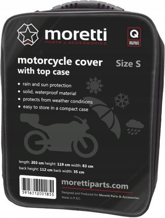 Moretti Pokrowiec S Motocykl Z Kufrem