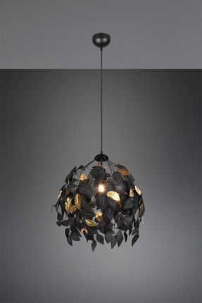 TRIO - LAMPA WISZĄCA LEAVY E27 - CZARNY/ZŁOTY - R10461932   R10461932