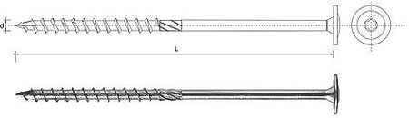 Un Wkręt Do Drewna Z Kołnierzem Na Torx Ocynkowany 8*260Mm T40