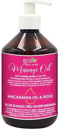 Eco U Olejek Do Masażu Z Olejkiem Makadamia I Różanym Macadamia Oil & Rose Massage 500 ml