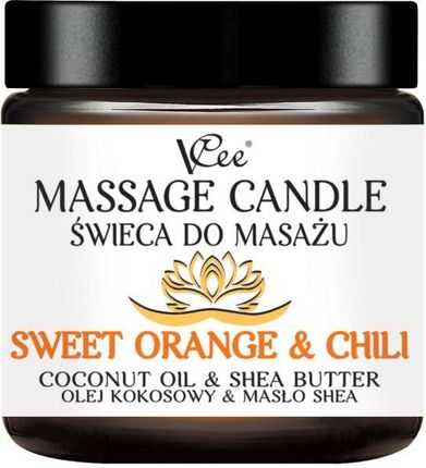 Vcee Świeca Do Masażu Słodka Pomarańcza I Chili Massage Candle Sweet Orange & Coconut Oil Shea Butter 80 G