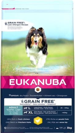 Eukanuba Grain Free Kurczak dla dorosłych psów ras dużych i olbrzymich 3kg