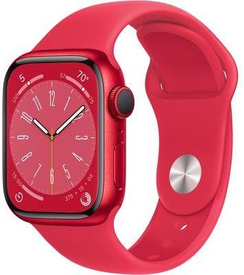 Apple Watch 8 41mm Czerwony z opaską sportową w kolorze czerwonym (MNP73WBA)