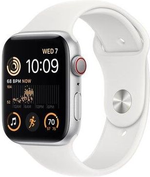 Apple Watch SE GPS+ Cellular 2022 44mm Aluminiowa Koperta W Kolorze Srebrnym Z Opaską Sportową W Kolorze Białym (MNQ23WBA)