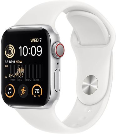 Apple Watch SE 2022 Cellular 40mm Srebrny z opaską sportową w kolorze białym (MNPP3WBA)