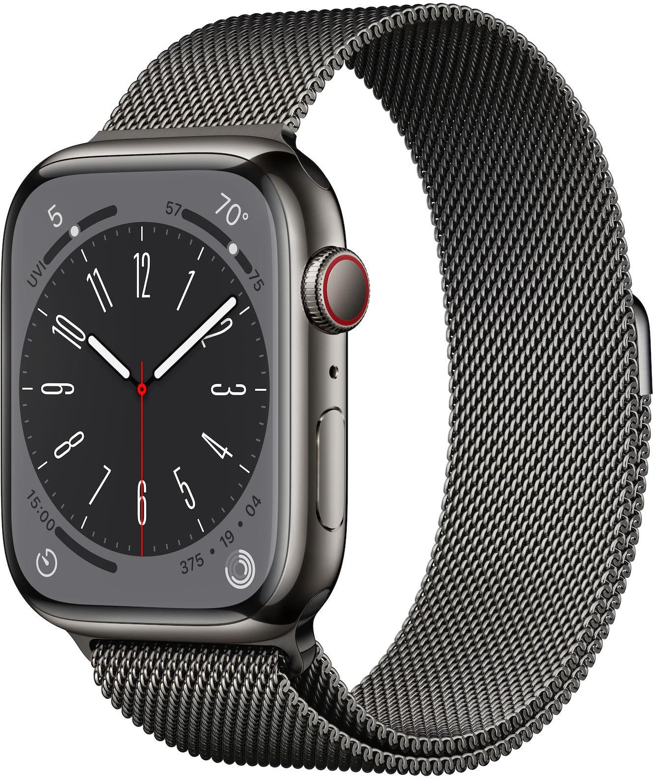 Apple Watch 8 Cellular 45mm Grafitowy z bransoletą mediolańską w kolorze  grafitowym (MNKX3WBA) - Opinie i ceny na Ceneo.pl