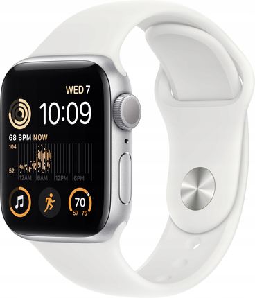 Apple Watch SE 2022 40mm Srebrny z opaską sportową w kolorze białym (MNJV3WBA)