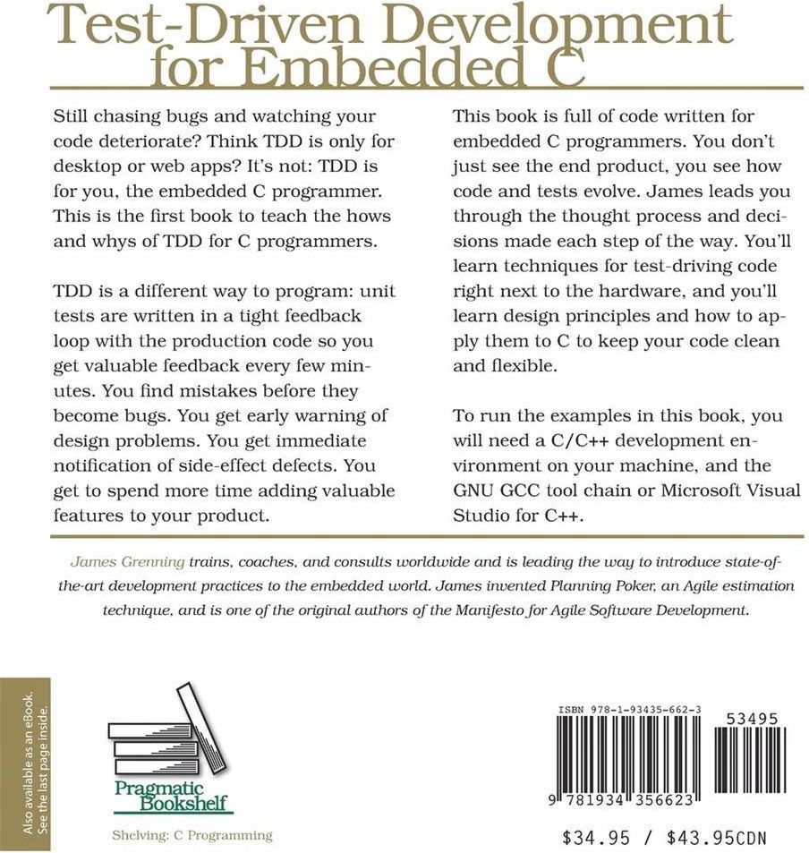 O'Reilly Test Driven Development for Embedded C (978-1-934356-62-3) - zdjęcie 2 O'Reilly Test Driven Development for Embedded C (978-1-934356-62-3)