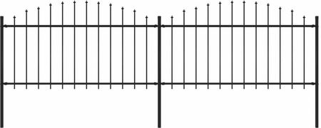 Lumarko Panele Ogrodzeniowe Z Grotami Stal, 1,25-1,5x3,4m Czarne