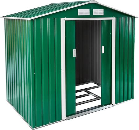 Metalowy Domek Narzędziowy Z Dachem Dwuspadowym - Zielony/Biały