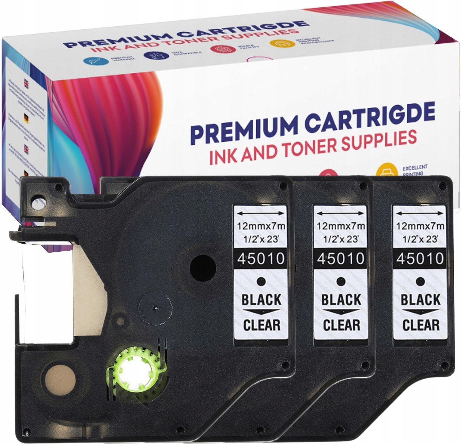 Cartridges Kingdom 5 x D1 45017 12mm x 7m Black on Red Label Tapes Compatible with DYMO Label Printers