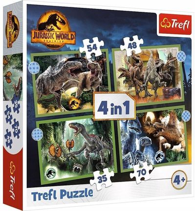 Trefl Puzzle 4W1 Groźne dinozaury 34607