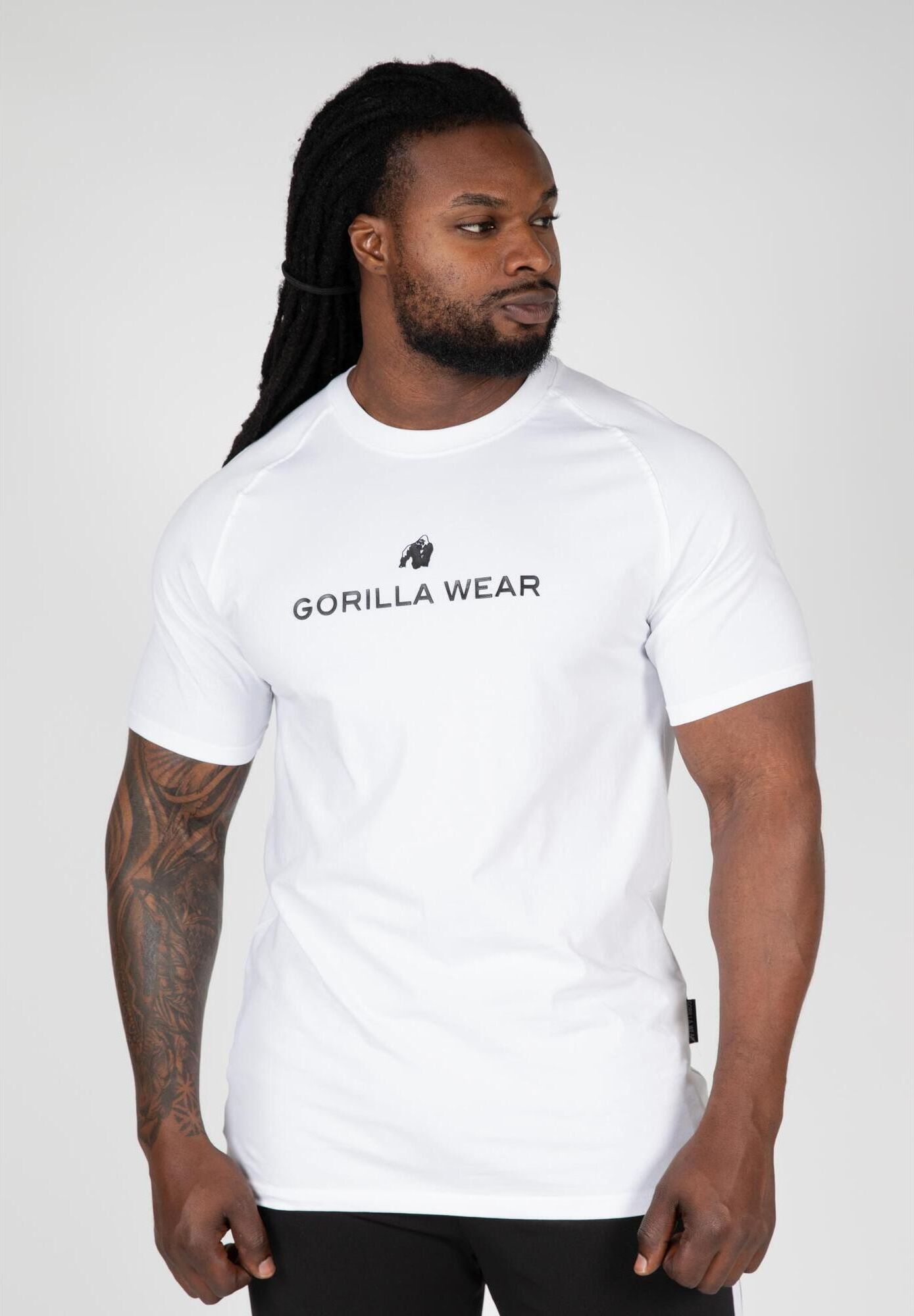 Camiseta Gorilla Wear San Mateo - Color Blanco/azul, 100% Poliéster, Corte Regular, Ideal Para Entrenamiento