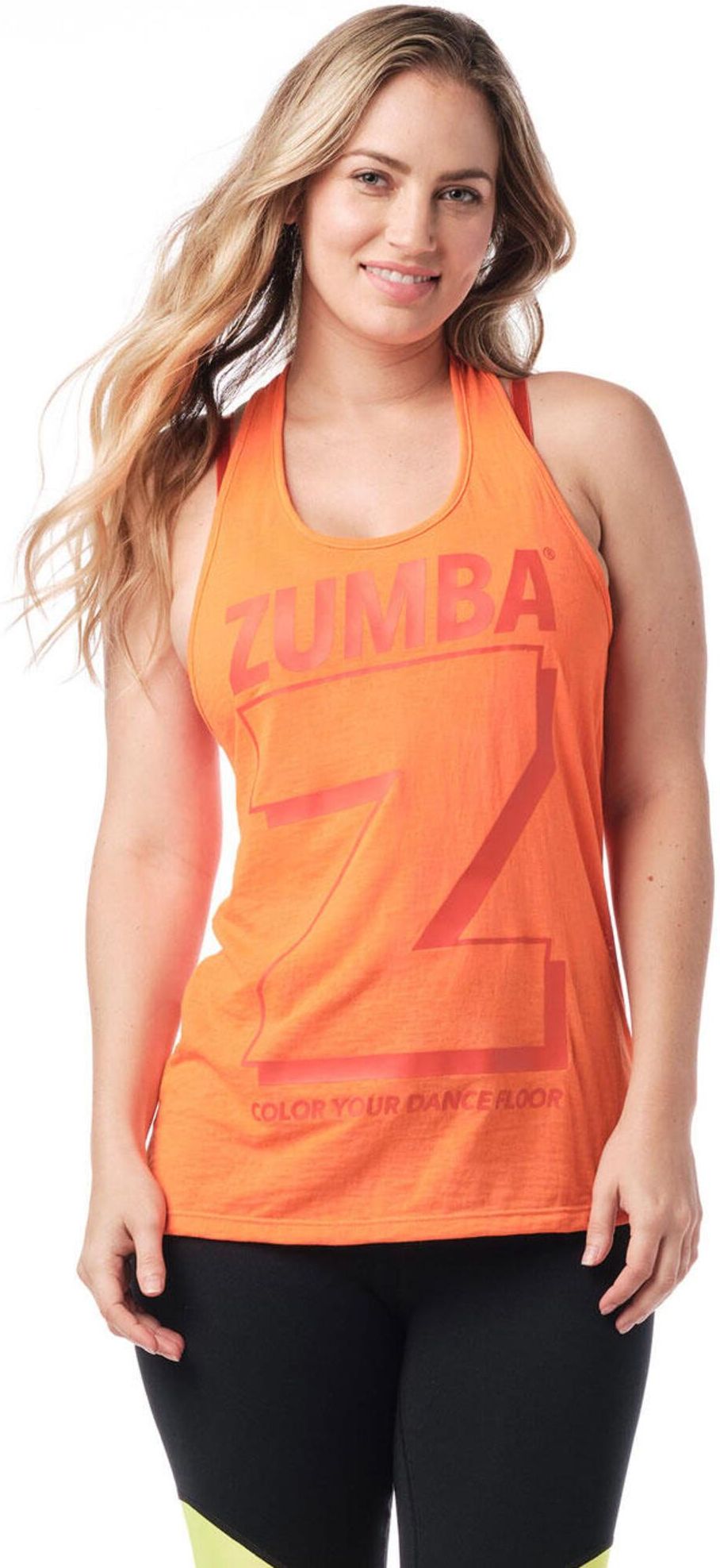 Zumba Wear Koszulka Fitness Damska Na Ramiączkach Zumba Pomarańczowy