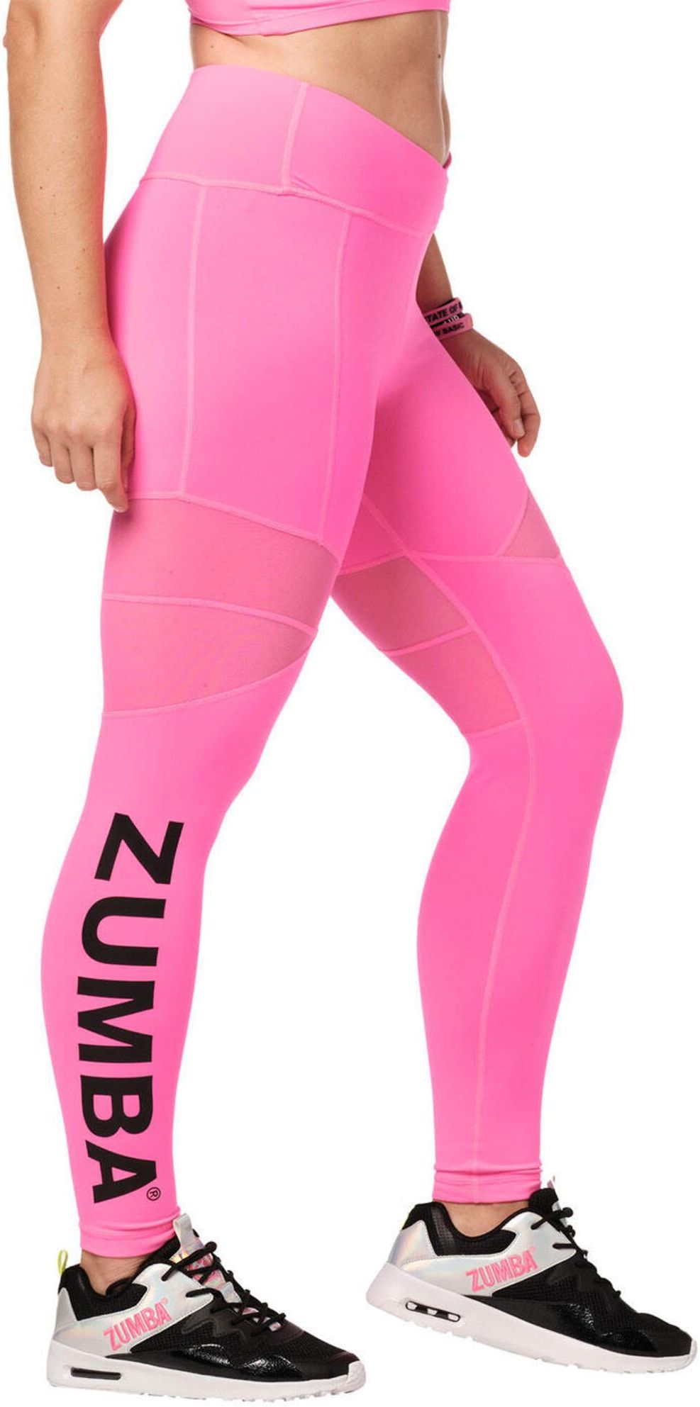 Zumba Wear Legginsy Fitness Damskie Różowe Z Siateczką Zumba Różowy