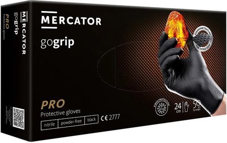 Mercator Rękawice Gogrip Nitrylowe Czarne Pudełko 50szt.