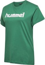 Hummel Koszulka Damska Cotton Logo Biały Zielony - Odzież do siatkówki