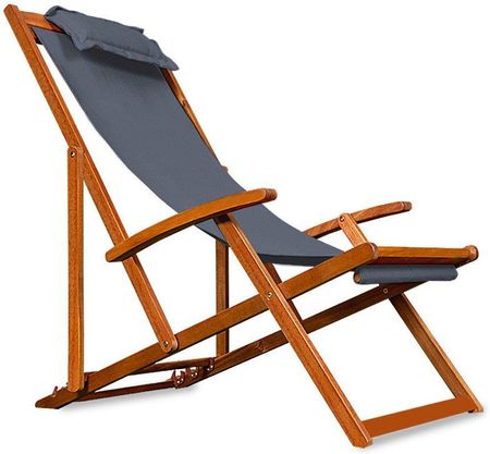 Drewniany Leżak Ogrodowy Fotel Krzesło Antracyt