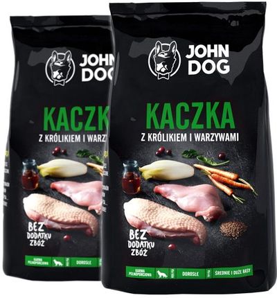 John Dog Premium Średnie I Duże Rasy Kaczka Z Królikiem 2X3Kg