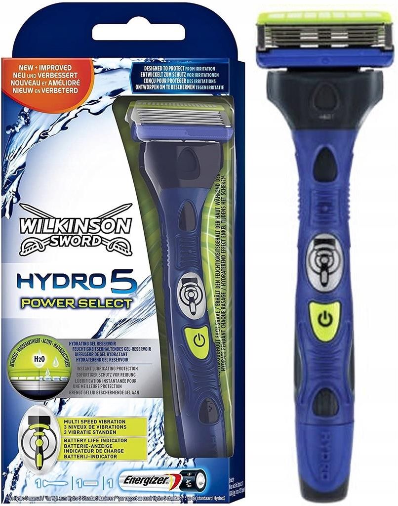Pack Wilkinson Sword Hydro 5 Power Select - Rasoir électrique 5 Lames Homme Avec Batterie Et 1 Recharge