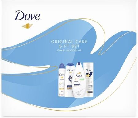 Unilever Dove Zestaw Prezentowy Original Care (Deo Spray 150ml+Żel Pod Prysznic 250ml+Balsam Do Ciała 250ml+Szampon 250ml)