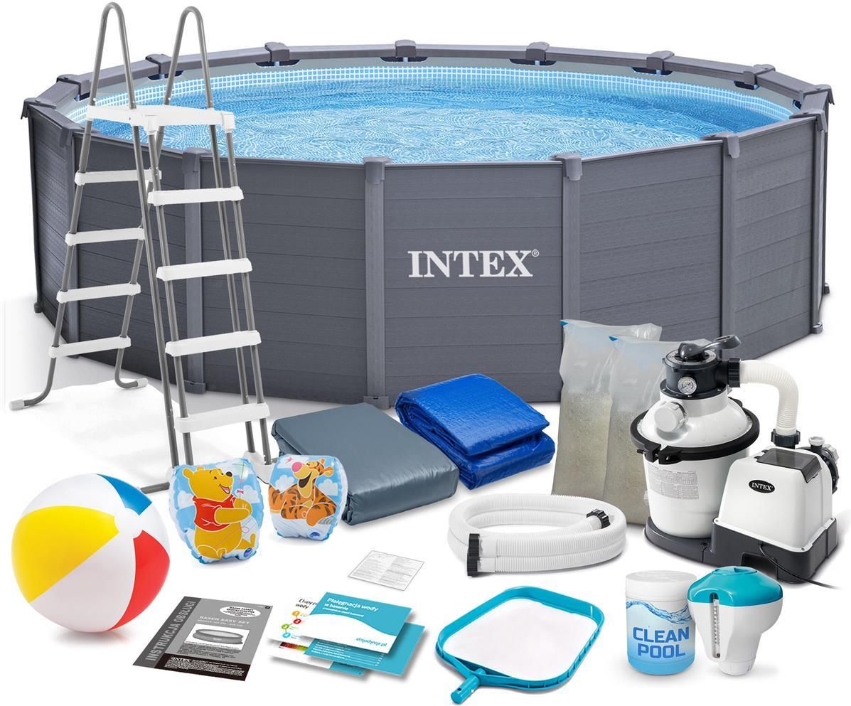 Intex Basen Stelażowy Do Ogrodu Graphite Gray Panel Pools 478X124Cm