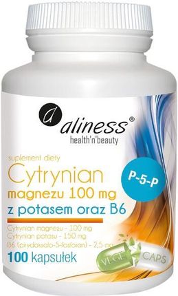 Aliness Cytrynian Magnezu 100 Mg Z Potasem 150mg B6 P-5-P 100kaps.