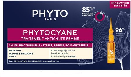 Phyto Phytocyane Kuracja Przeciw Wypadaniu Włosów Dla Kobiet Okresowe Wypadanie 12x5ml Do 60ml