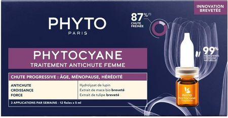 Phyto Phytocyane Kuracja Przeciw Wypadaniu Włosów Dla Kobiet Postępujące Wypadanie 12x5ml Do 60ml