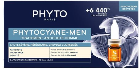 Phyto Phytocyane Kuracja Przeciw Wypadaniu Włosów Dla Mężczyzn Postępujące Wypadanie 12x5ml Do 60ml