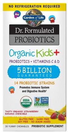Garden of life Dr. Sformułowane Organiczne Probiotyki - Dla Dzieci - Truskawka i Banan 30 Kaps