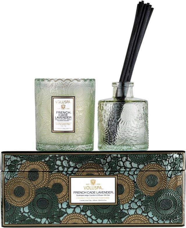 Voluspa Gift Set Scalloped Candle + Diffuser French Cade & Lavender 50h