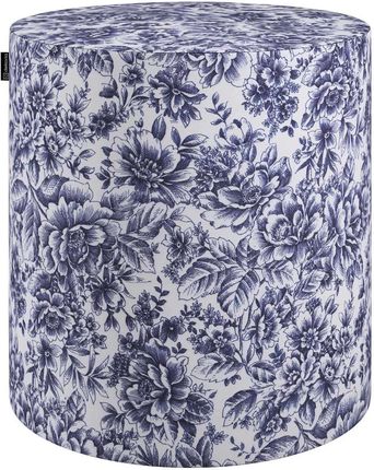Dekoria Puf Barrel, Niebieskie Kwiaty Na Białym Tle, 40, Wys. 40 Cm, Arte 1224-144-04