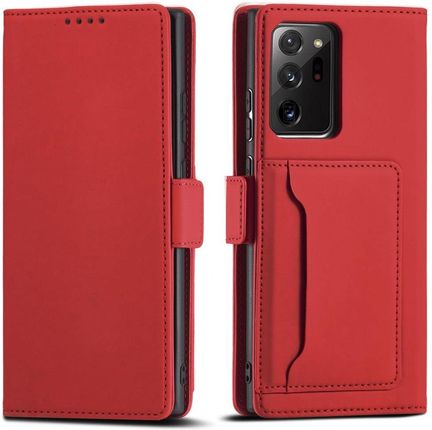Magnet Card Case etui do Samsung Galaxy S22 Ultra pokrowiec portfel na karty kartę podstawka czerwony (59234)