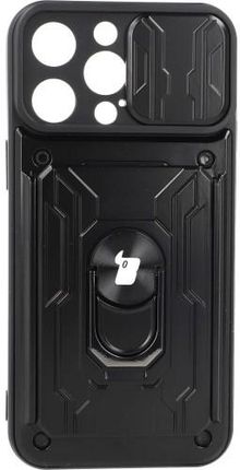 Etui Bizon Case CamShield Card Slot Ring iPhone 14 Pro Max, czarne (5904665314234)