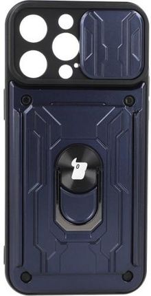 Etui Bizon Case CamShield Card Slot Ring iPhone 14 Pro Max, granatowe (5904665314241)