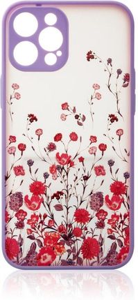 Design Case etui do iPhone 12 Pro Max pokrowiec w kwiaty fioletowy (64113)