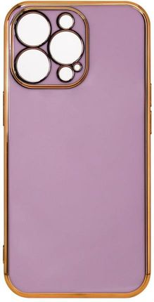 Lighting Color Case etui do iPhone 12 Pro Max żelowy pokrowiec ze złotą ramką fioletowy (64147)