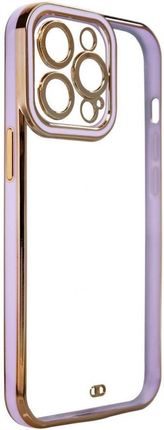Fashion Case etui do iPhone 12 żelowy pokrowiec ze złotą ramką fioletowy (64228)