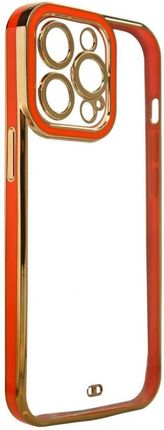 Fashion Case etui do Samsung Galaxy A12 5G żelowy pokrowiec ze złotą ramką czerwony (64235)