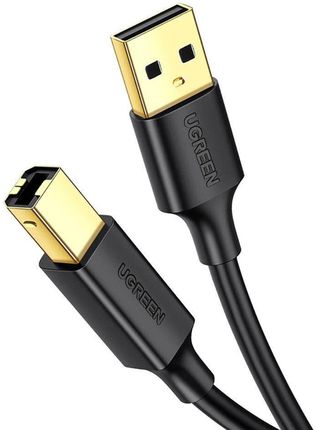 UGREEN US135 Kabel USB 2.0 A-B do drukarki, pozłacany, 1m (czarny) (6957303828463)