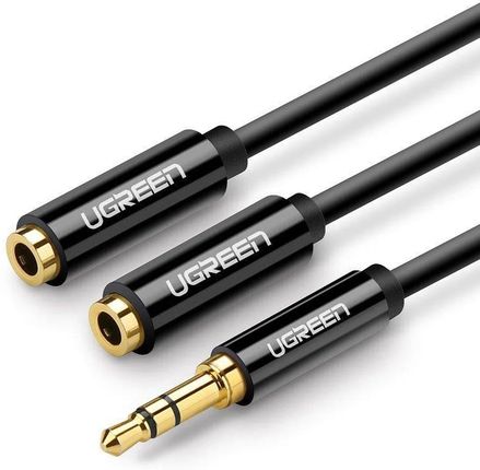 Rozdzielacz audio AUX kabel jack 3,5 mm UGREEN AV123, 25cm (czarny) (6957303828166)