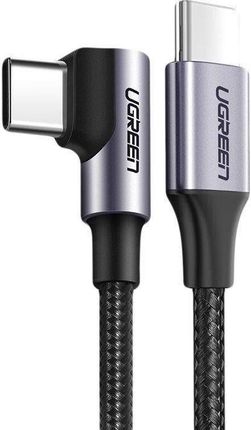Kabel USB-C do USB-C, kątowy UGREEN US255,3A, 60W, 2m (czarny) (6957303851256)
