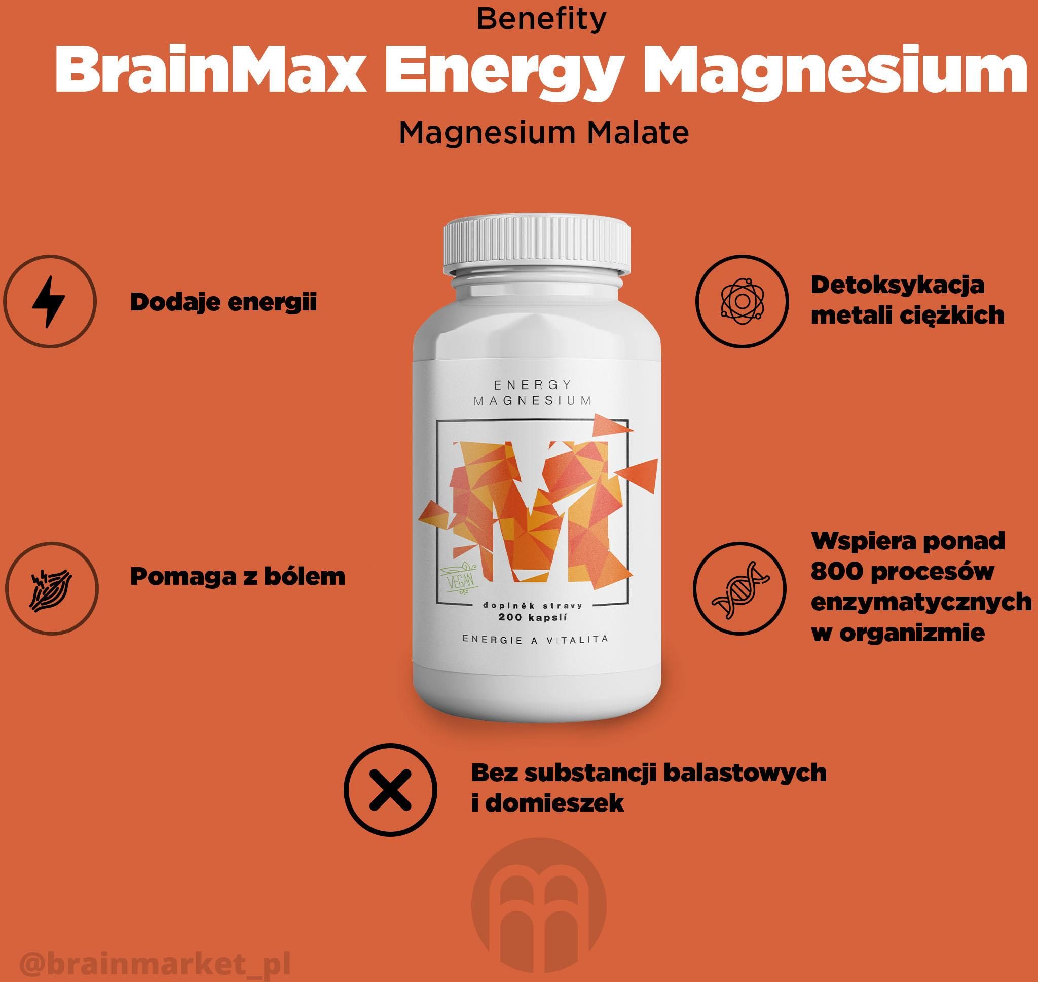 Brainmax Energy Magnesium 1000Mg 200Kaps. Magnesium Malate Jabłczan ...