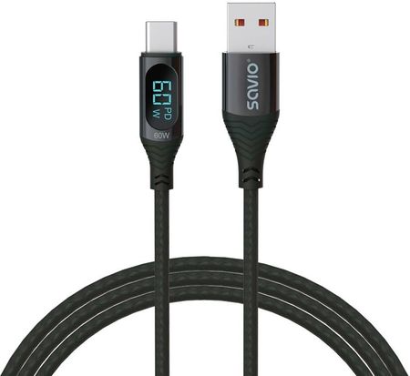 Savio Kabel USB do USB-C z wyświetlaczem Czarny 1m (CL-172)