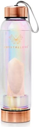 Crystallove Butelka Na Wodę Ze Szkła Borosilikatowego Z Kwarcem Różowym   Hologram